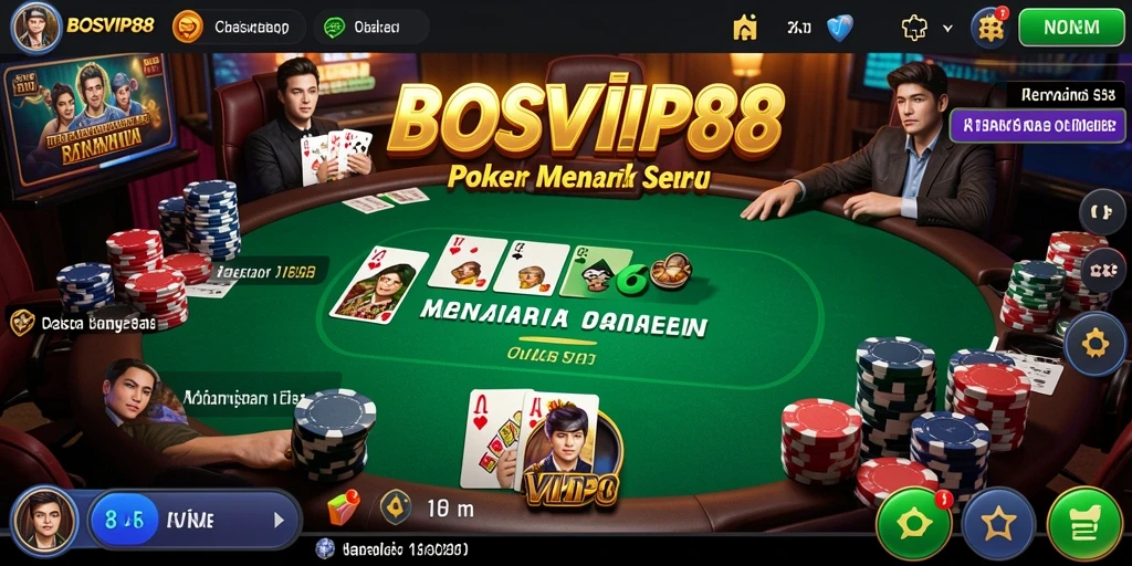 Tampilan menarik dari gameplay Poker di BOSVIP88.