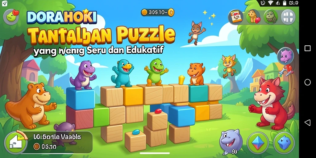 Screenshot DORAHOKI menampilkan gameplay puzzle yang menantang dan menarik.