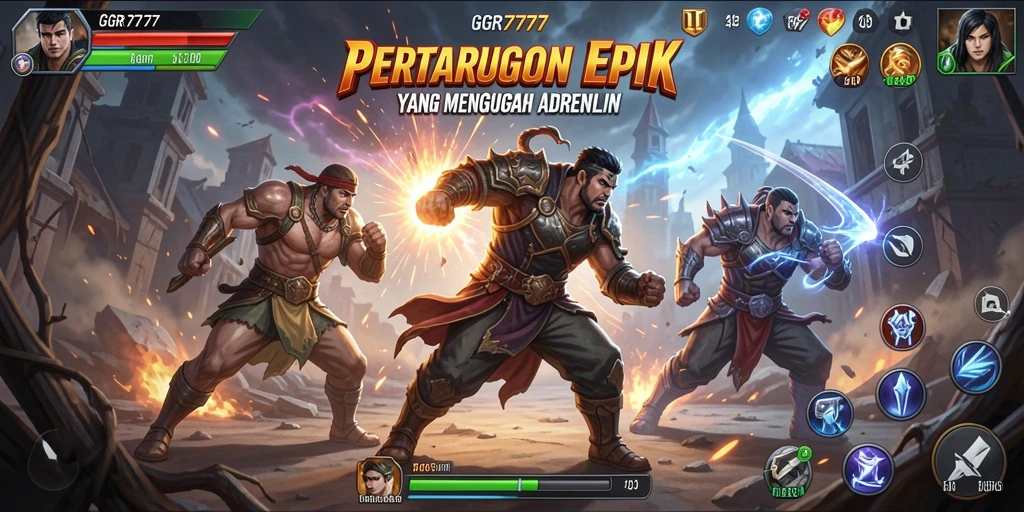 Tampilan gameplay GGR7777 yang menegangkan dalam pertarungan.