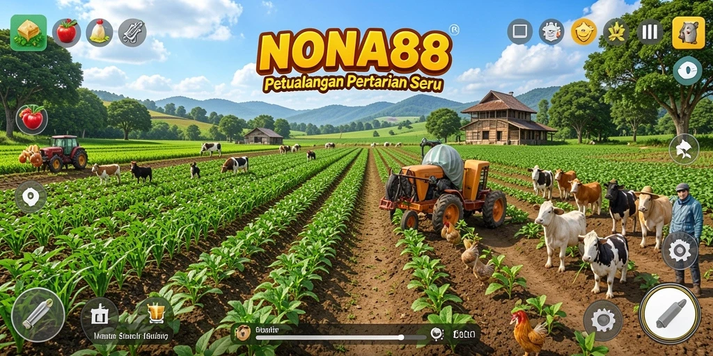 Screenshot NONA88 menampilkan aksi bertani yang menyenangkan.
