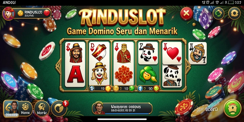 Screenshot RINDUSLOT menampilkan keseruan gameplay Domino yang intens.